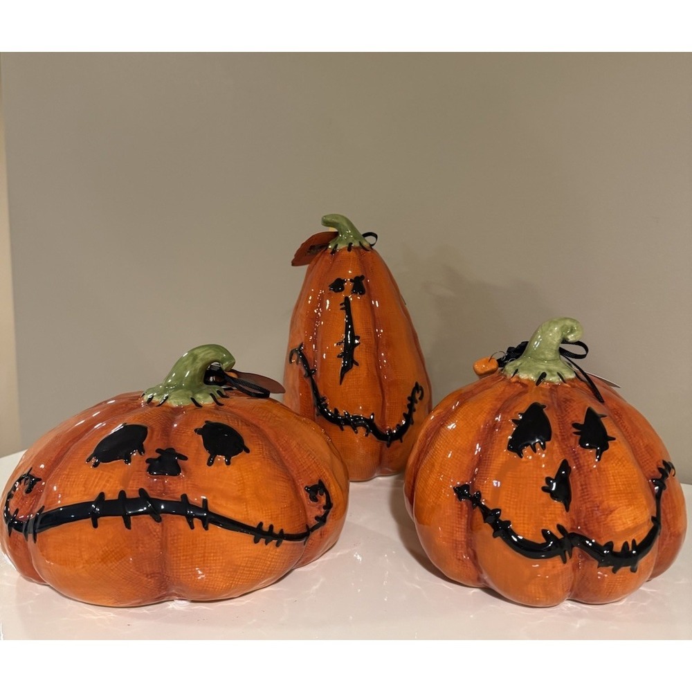 BLUE SKY CLAYWORKS HALLOWEEN PUMPKIN  SET OF 3 (NWT)
